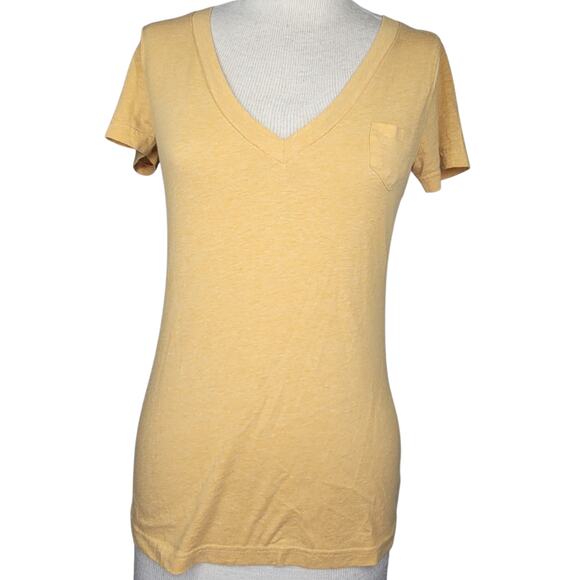 Cotton Blend Yellow Basic Tee Shirt Size Small - Picture 1 of 4